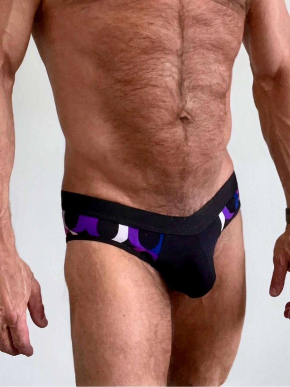 Low-Rise Men's Briefs in Black and Purple